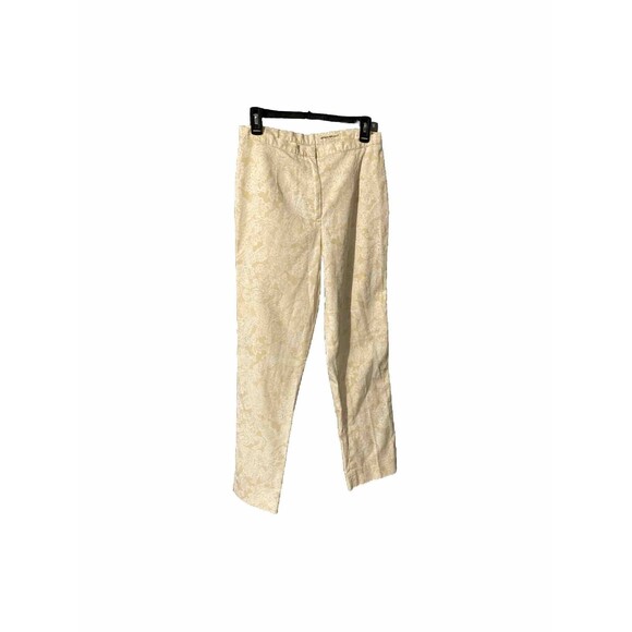 Eddie Bauer Womens Casual Cotton Pants Lite‎ Gold White Floral - Picture 1 of 5